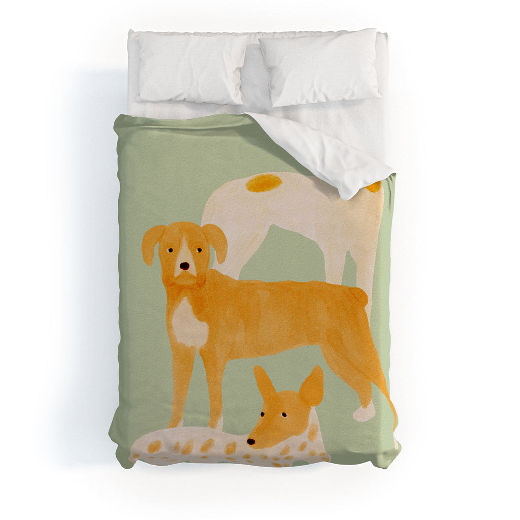 norarikka Three Dogs Lined Up Duvet Cover
