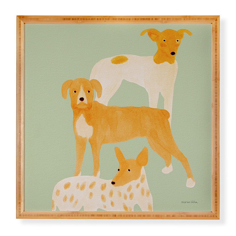 norarikka Three Dogs Lined Up Framed Wall Art