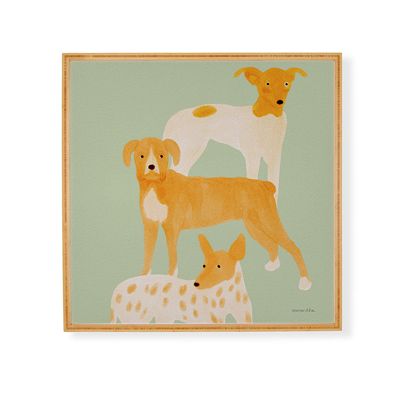 norarikka Three Dogs Lined Up Framed Wall Art