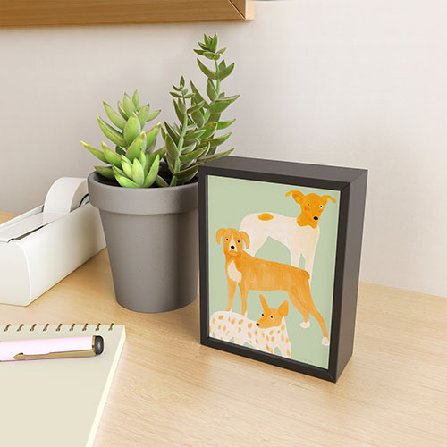 norarikka Three Dogs Lined Up Framed Mini Art Print