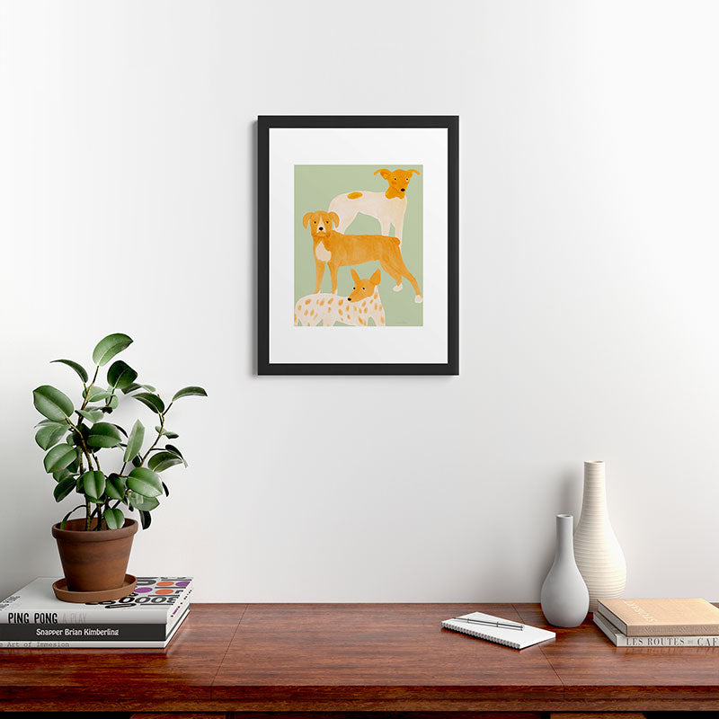 norarikka Three Dogs Lined Up Framed Art Print