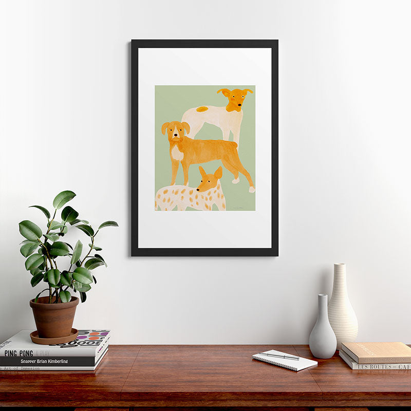 norarikka Three Dogs Lined Up Framed Art Print