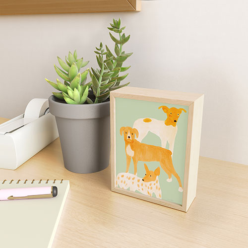 norarikka Three Dogs Lined Up Framed Mini Art Print