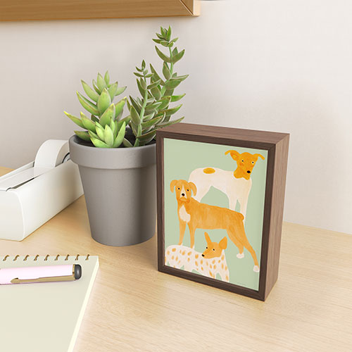 norarikka Three Dogs Lined Up Framed Mini Art Print