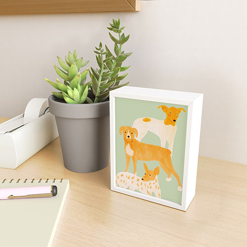 norarikka Three Dogs Lined Up Framed Mini Art Print