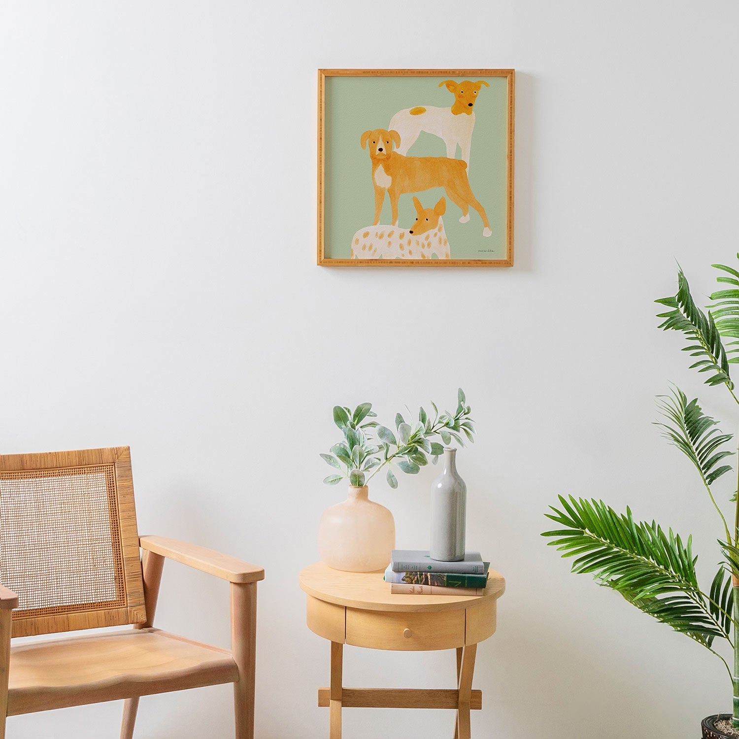norarikka Three Dogs Lined Up Framed Wall Art