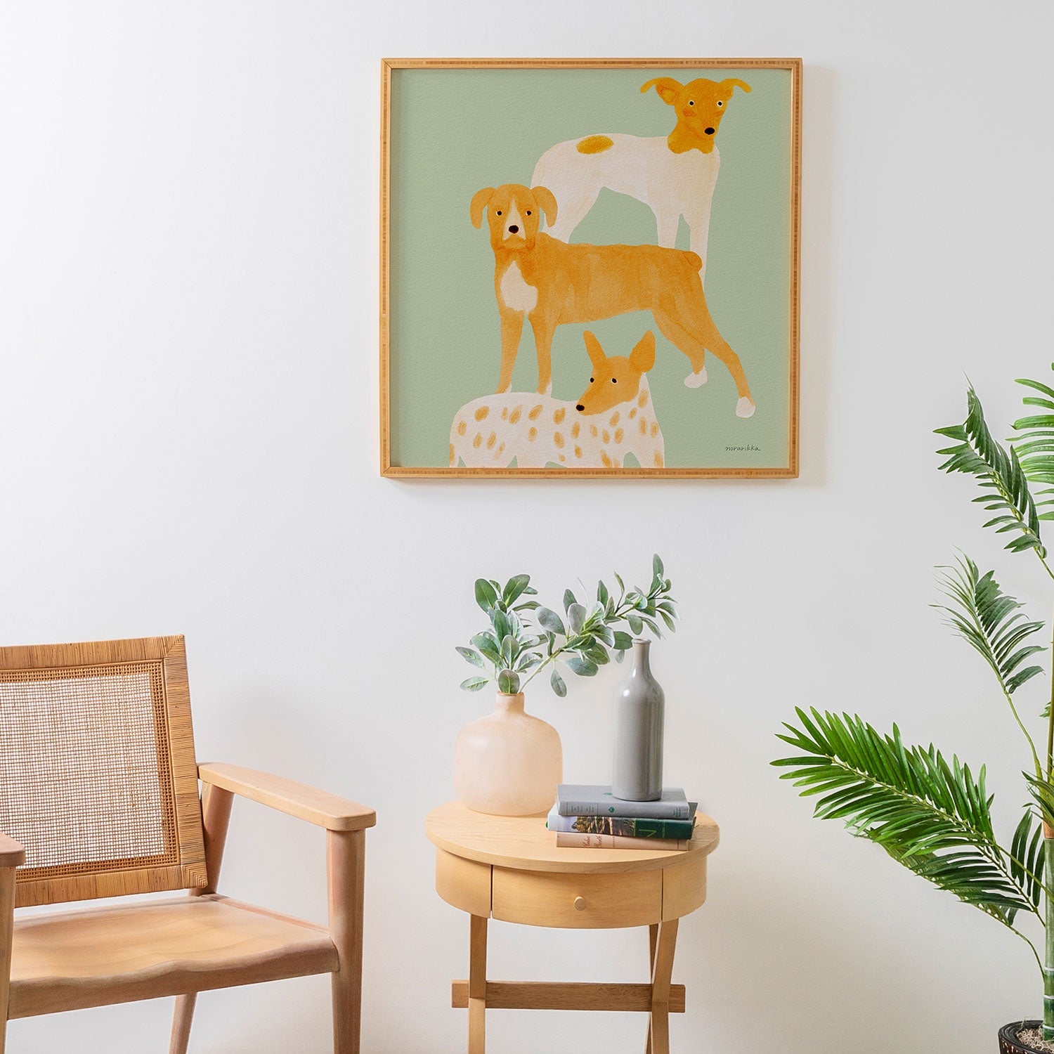 norarikka Three Dogs Lined Up Framed Wall Art