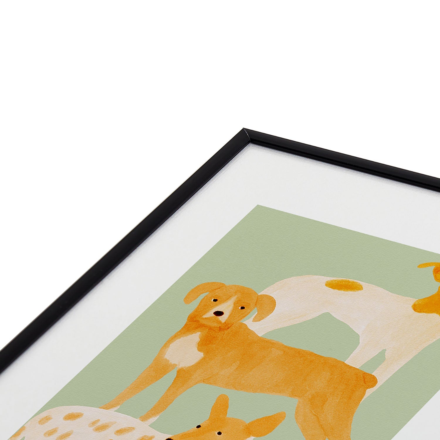norarikka Three Dogs Lined Up Metal Framed Art Print