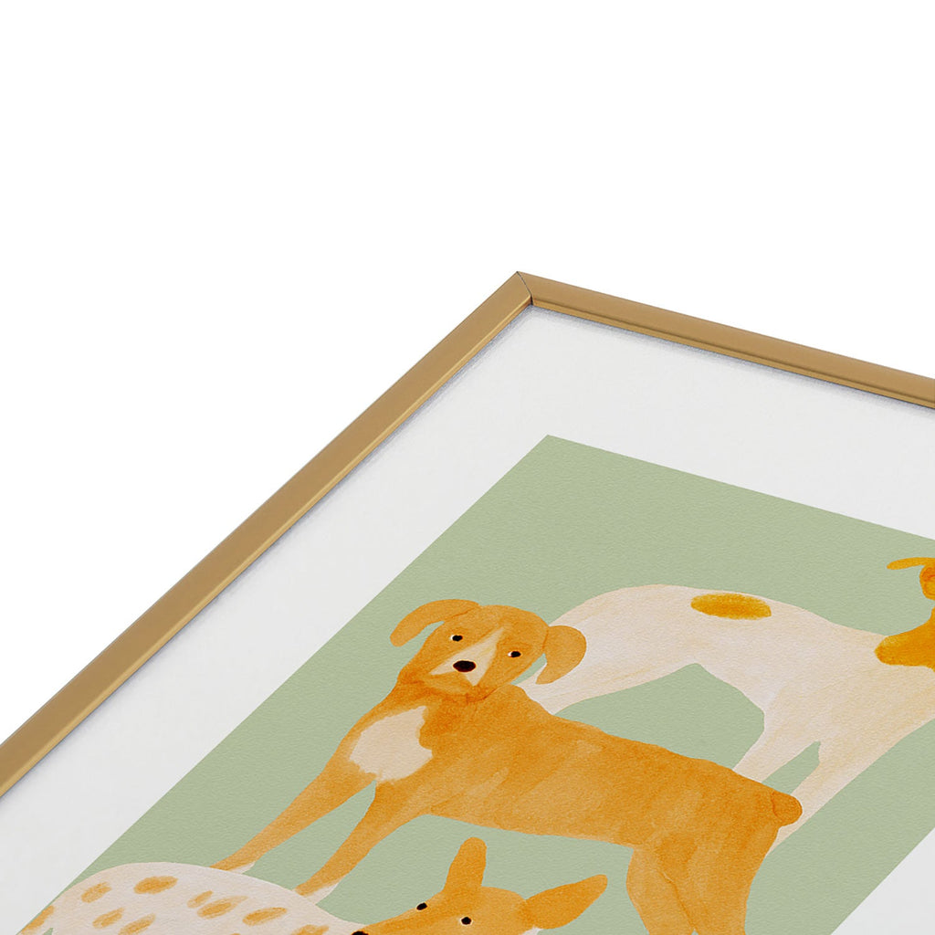 norarikka Three Dogs Lined Up Metal Framed Art Print