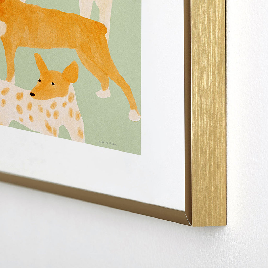 norarikka Three Dogs Lined Up Metal Framed Art Print