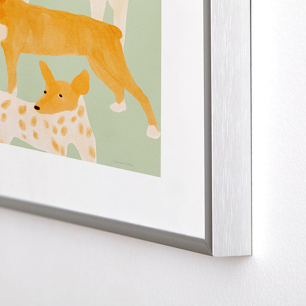 norarikka Three Dogs Lined Up Metal Framed Art Print