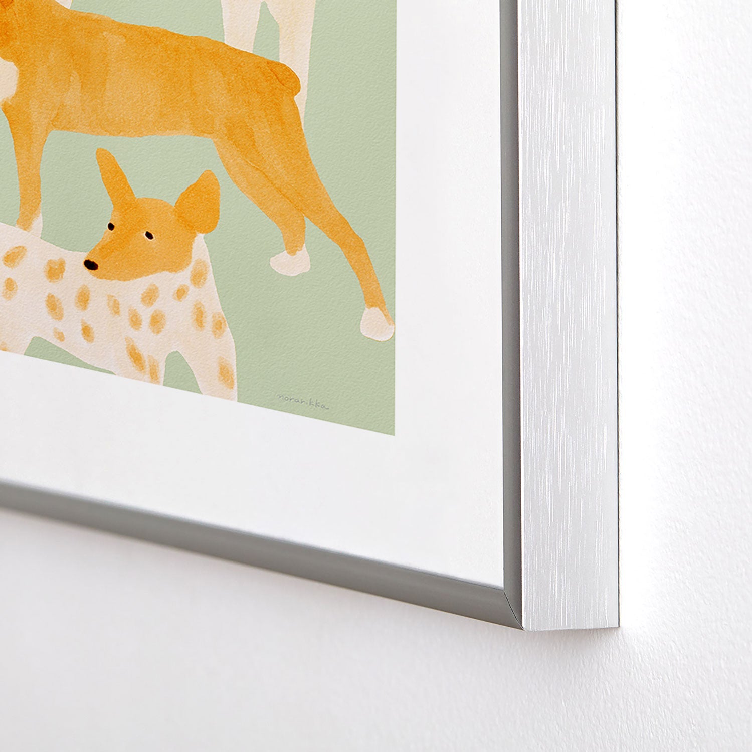 norarikka Three Dogs Lined Up Metal Framed Art Print