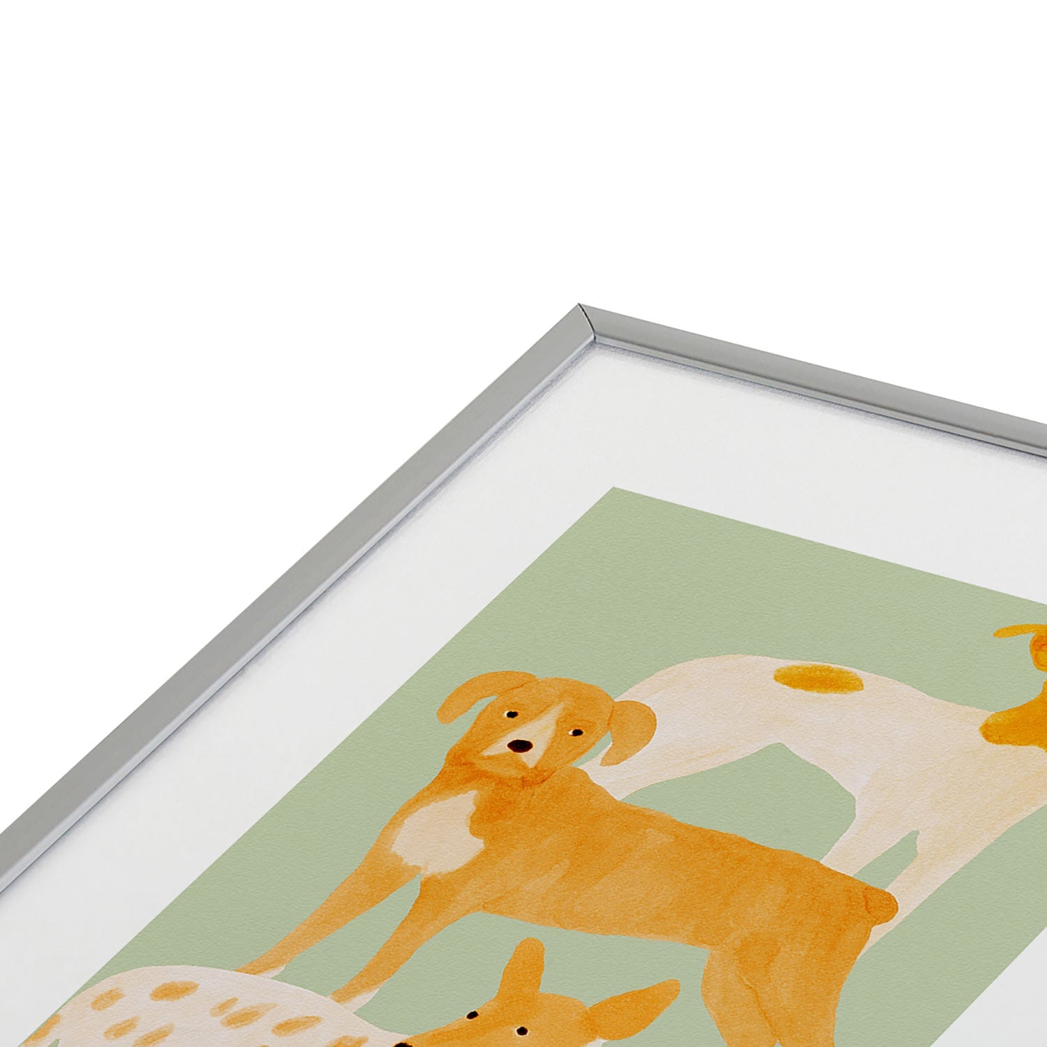 norarikka Three Dogs Lined Up Metal Framed Art Print