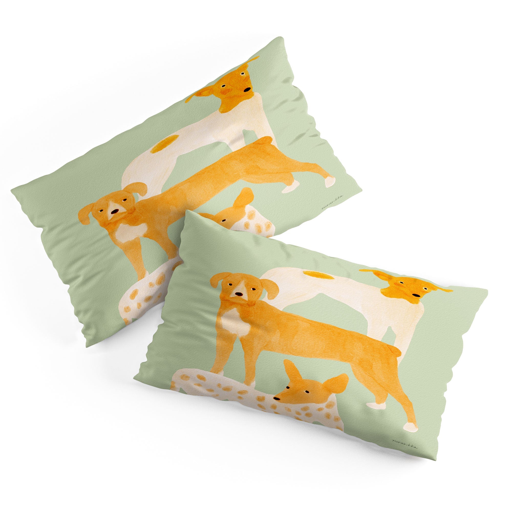 norarikka Three Dogs Lined Up Pillow Shams