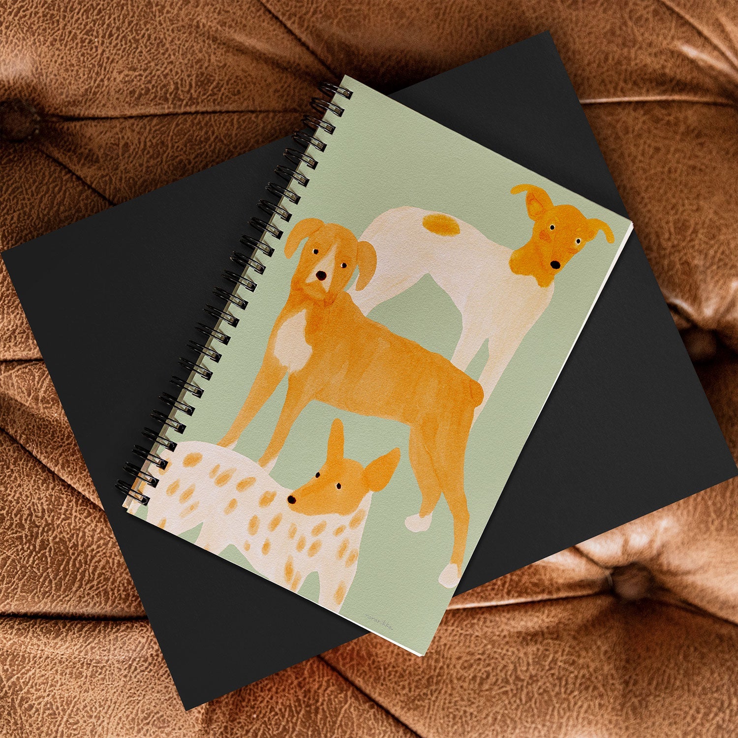 norarikka Three Dogs Lined Up Spiral Notebook