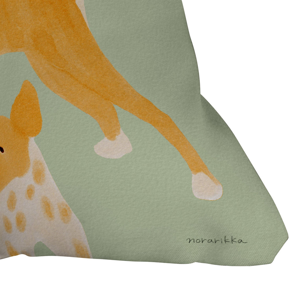 norarikka Three Dogs Lined Up Outdoor Throw Pillow