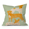 norarikka Three Dogs Lined Up Outdoor Throw Pillow