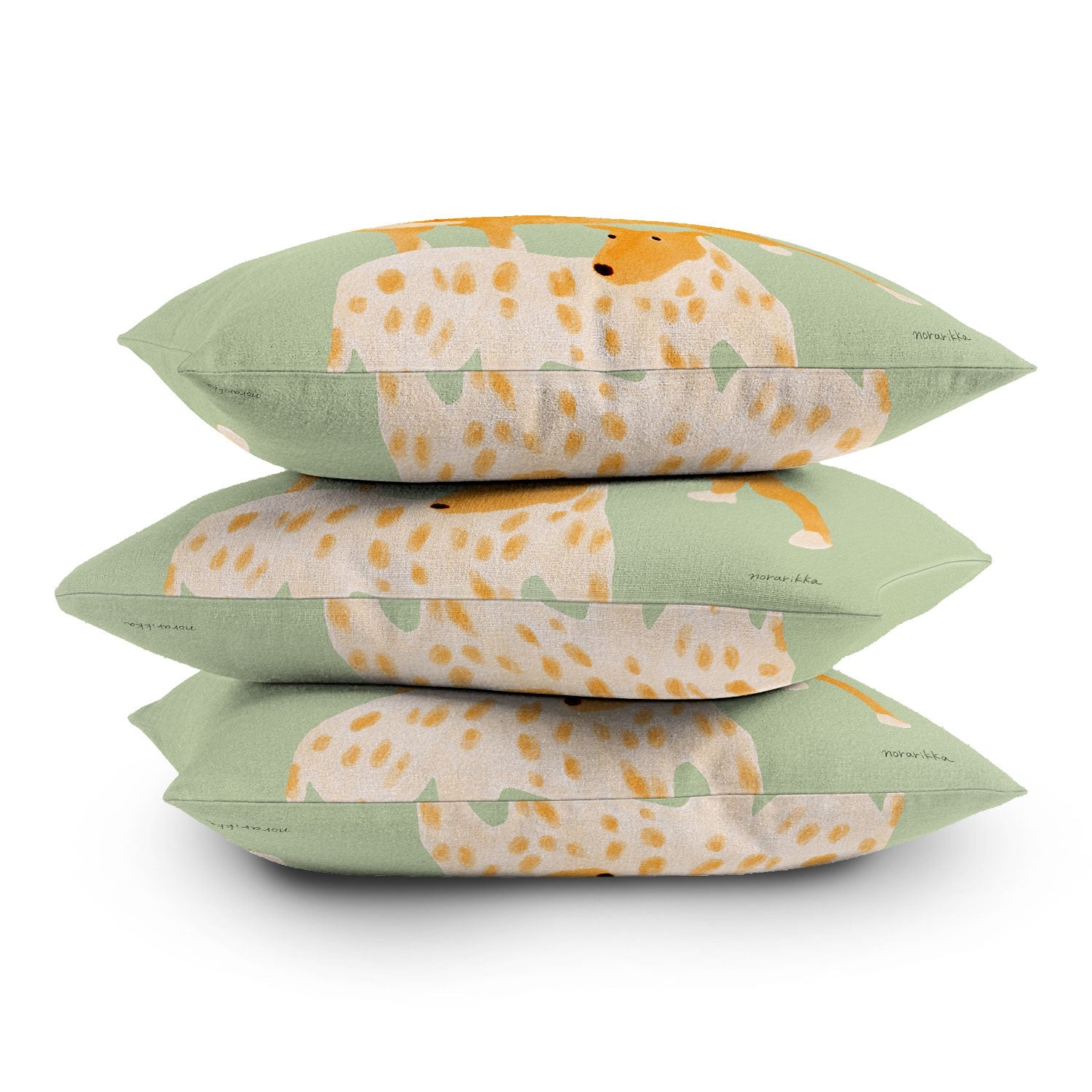 norarikka Three Dogs Lined Up Outdoor Throw Pillow