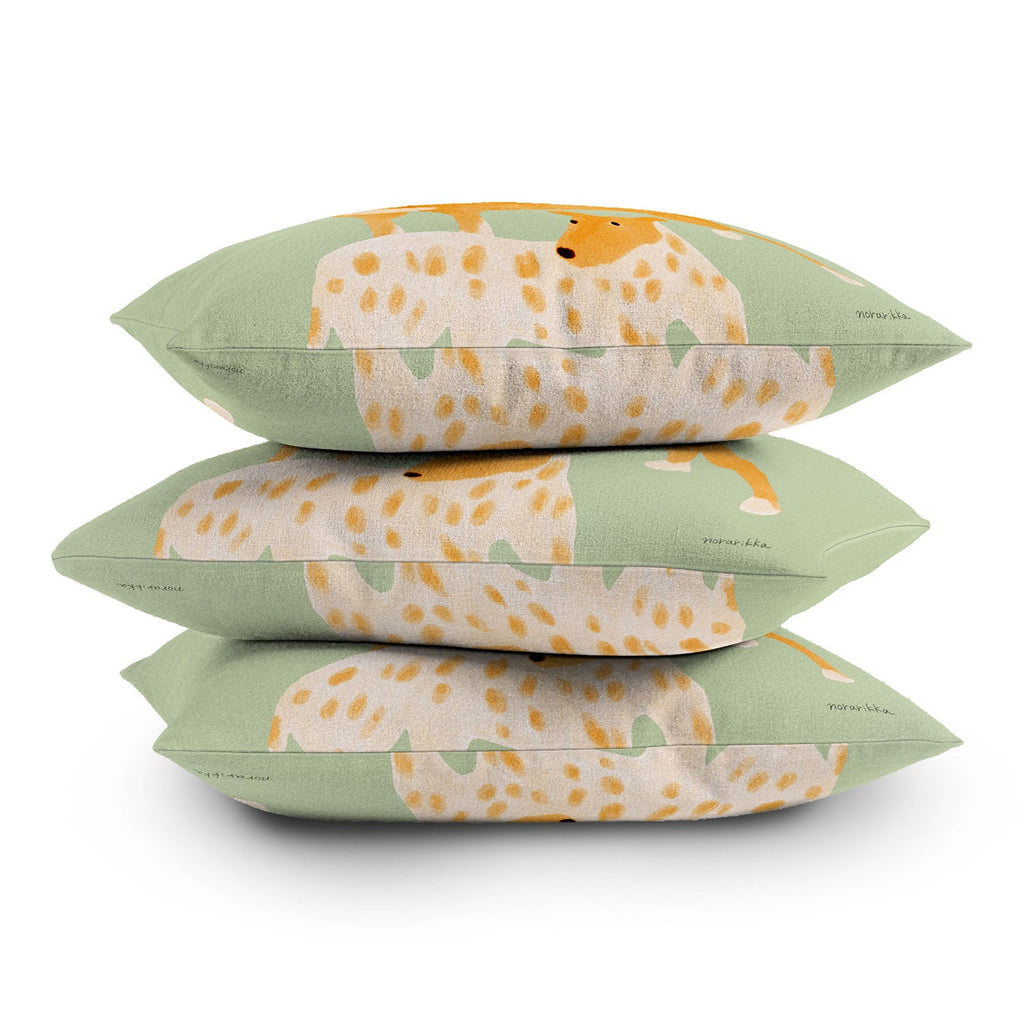 norarikka Three Dogs Lined Up Outdoor Throw Pillow