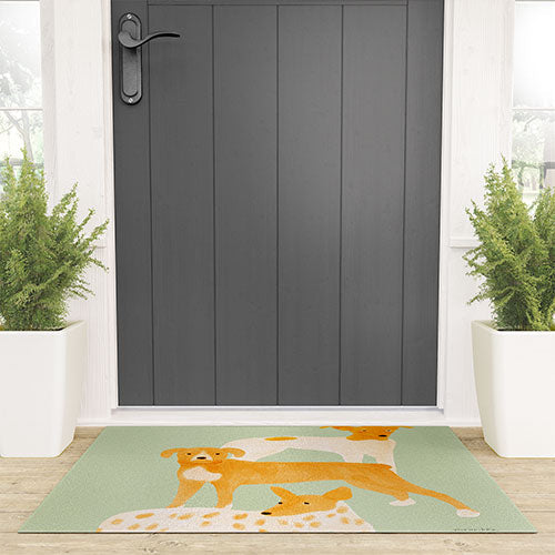 norarikka Three Dogs Lined Up Welcome Mat