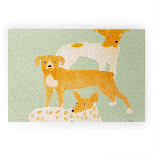 norarikka Three Dogs Lined Up Welcome Mat