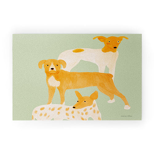 norarikka Three Dogs Lined Up Welcome Mat