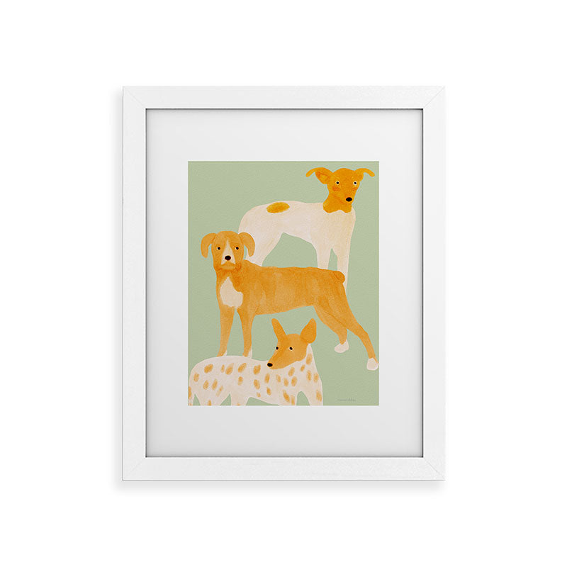 norarikka Three Dogs Lined Up Framed Art Print