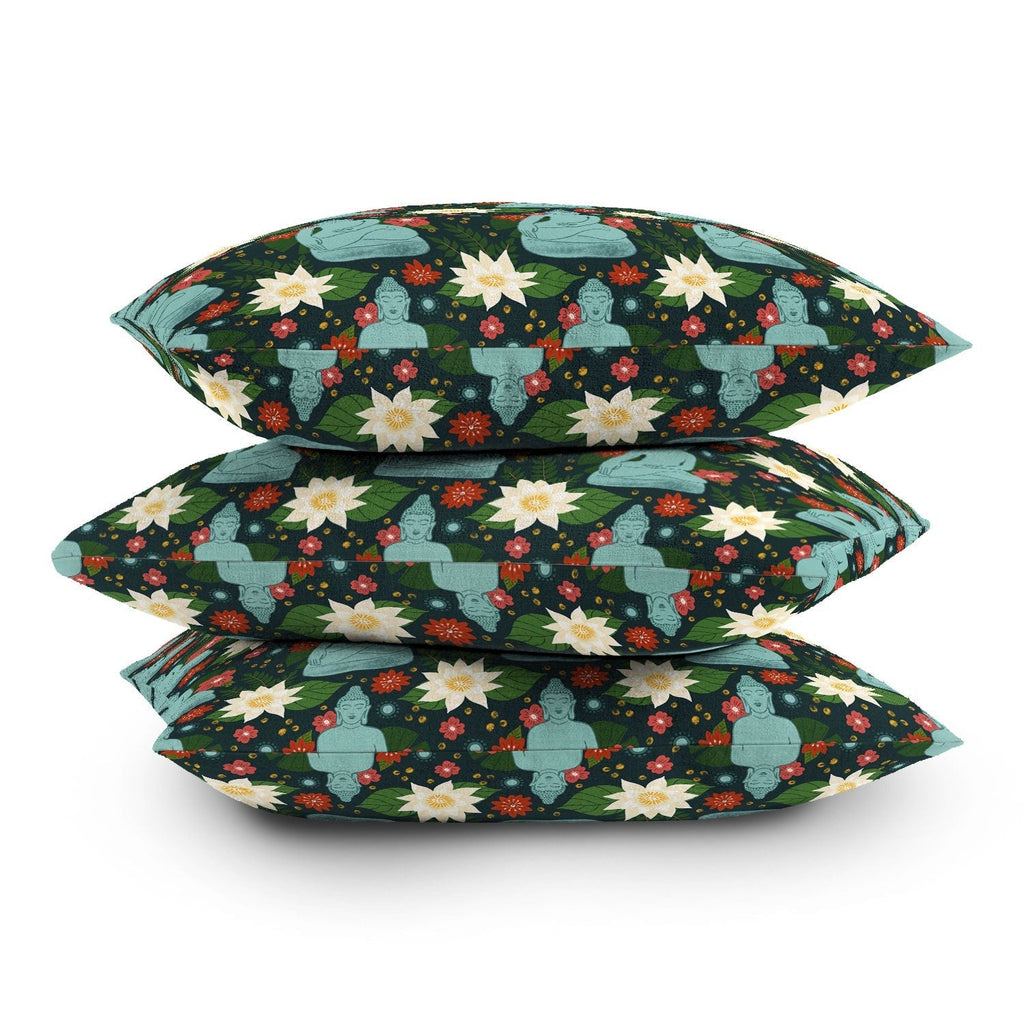 Design by Spark Meditating Lotus Buddha Outdoor Throw Pillow