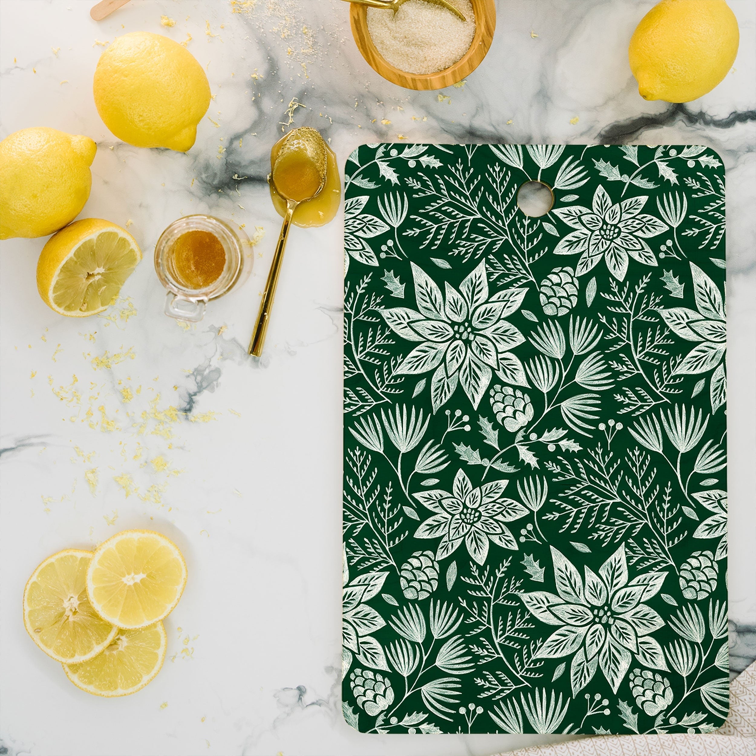 Pimlada Phuapradit Christmas Poinsettia Cutting Board Rectangle