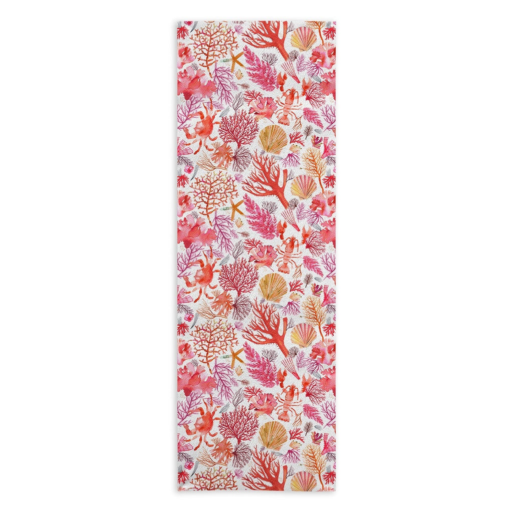 Ninola Design Botanic Retreat Coral Reef Crab Lobster Red Yoga Towel