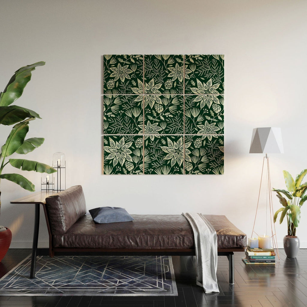Pimlada Phuapradit Christmas Poinsettia Wood Wall Mural