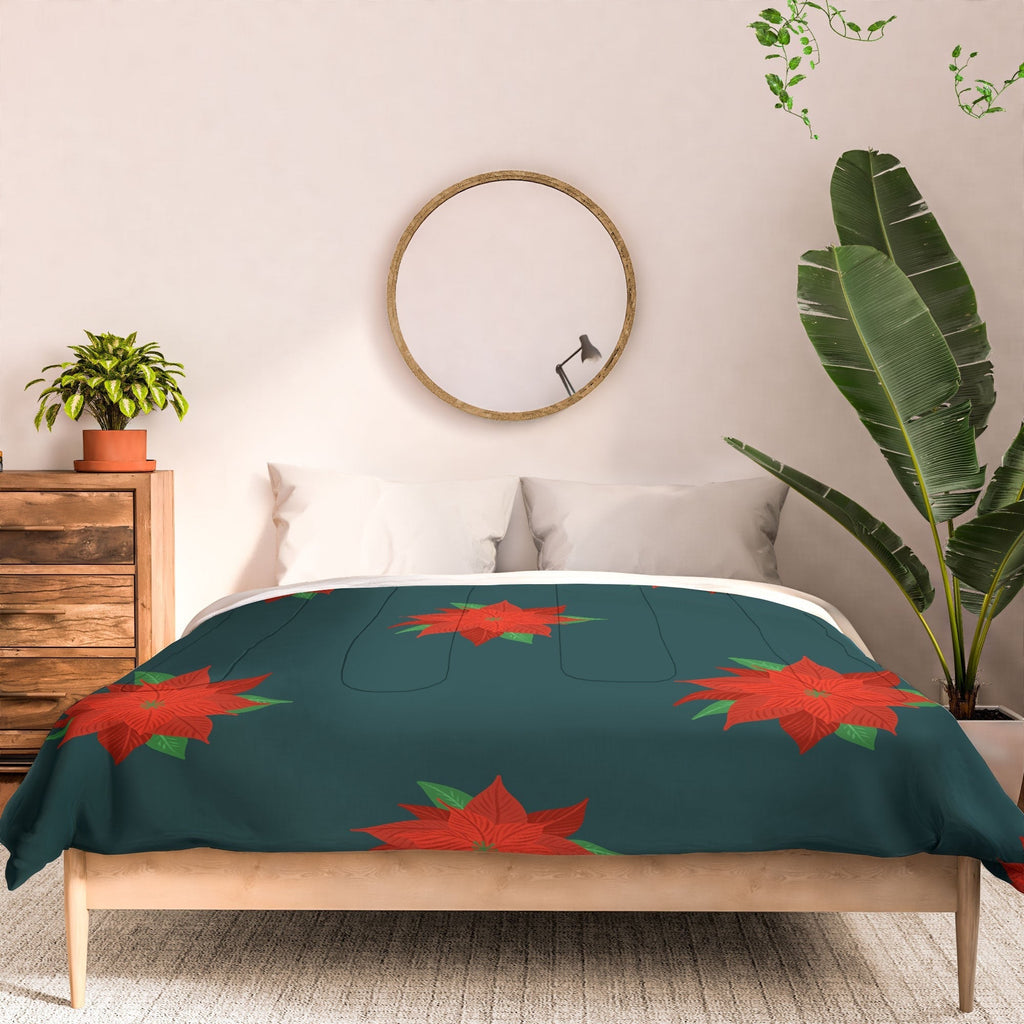 Design by Spark Poinsettia Florals Comforter