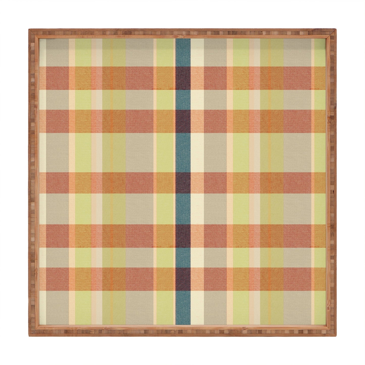 Marta Barragan Camarasa Retro Picnic Plaid Warm Tones Square Tray