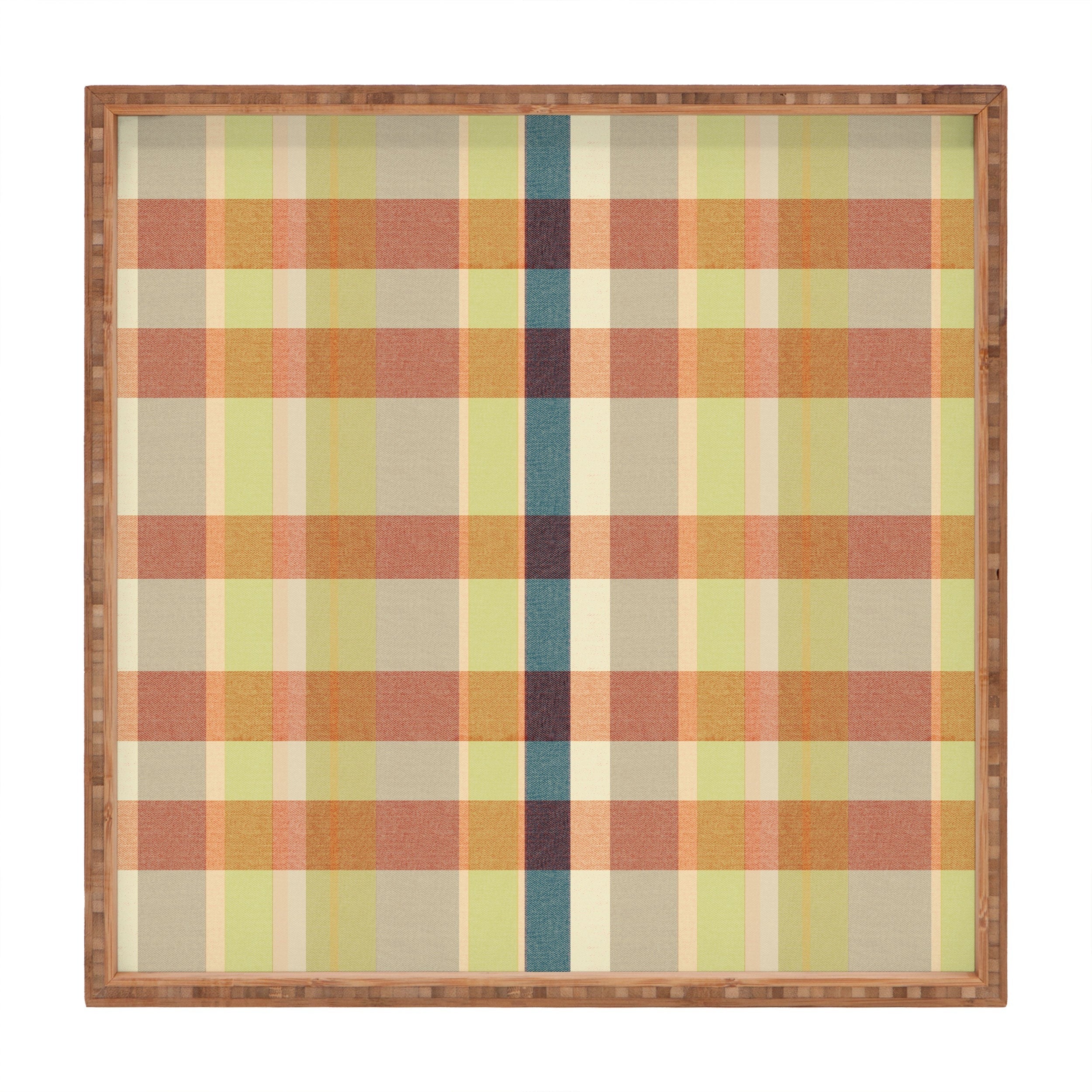 Marta Barragan Camarasa Retro Picnic Plaid Warm Tones Square Tray
