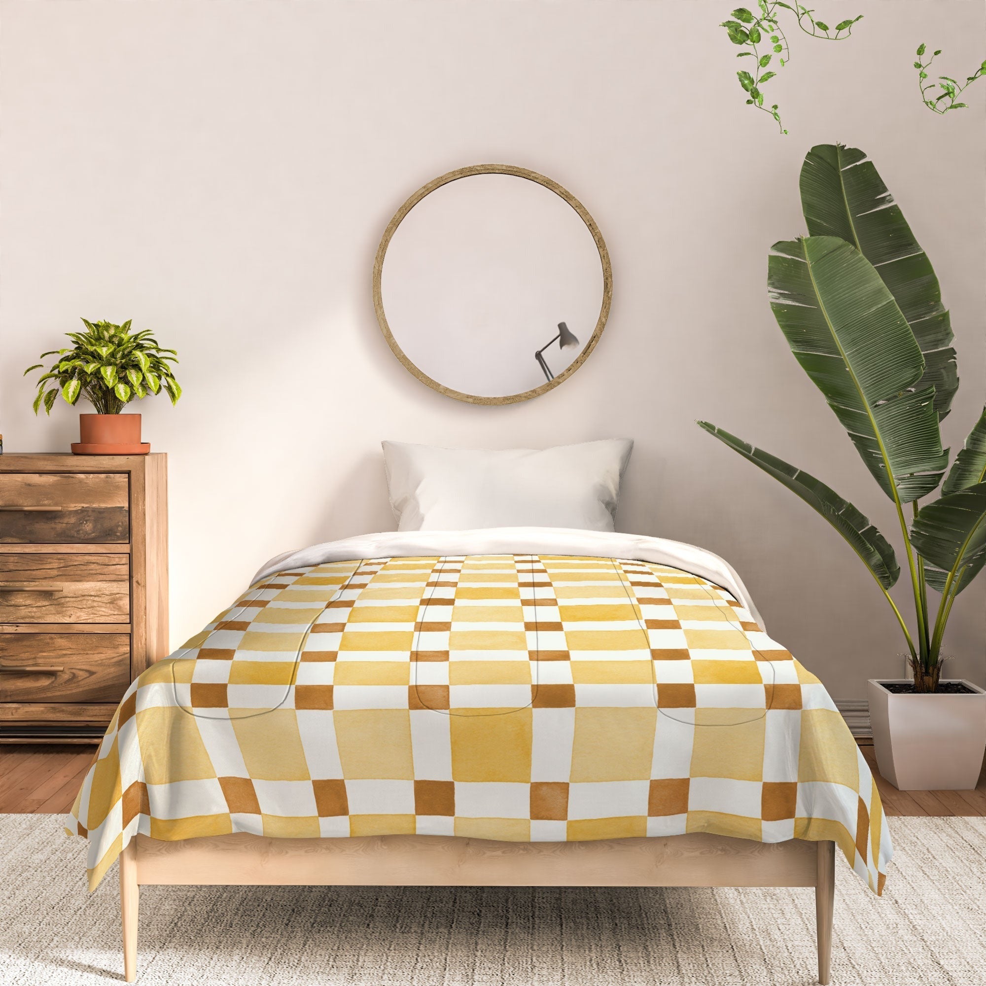 Ninola Design Everyday Artifact Checker Mosaic Tiles Geometry Yellow Comforter
