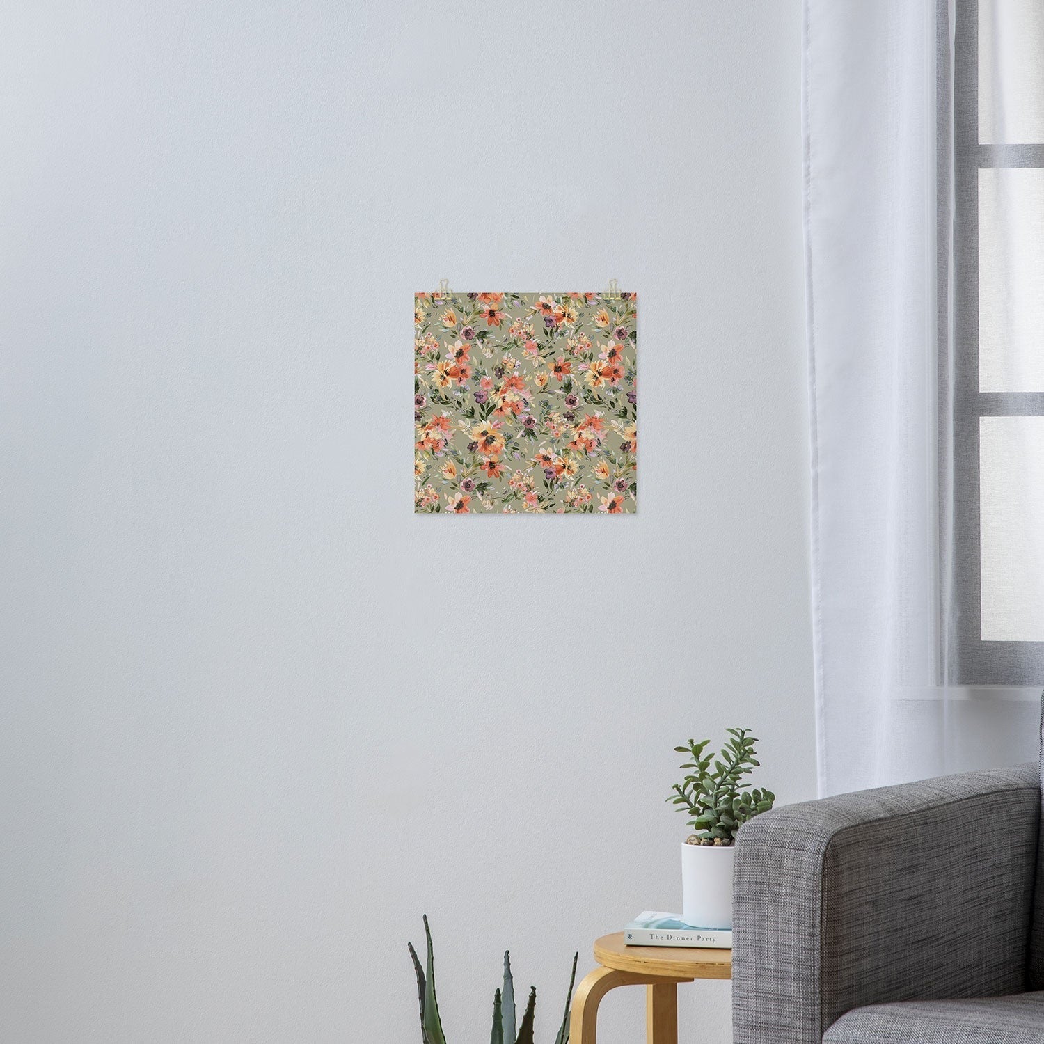 Ninola Design Botanic Retreat Floral Oleander Whimsical Teal Green Art Print