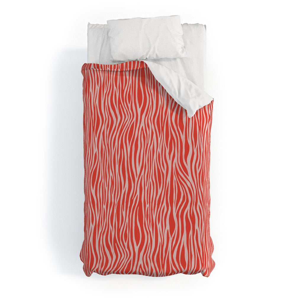 Avenie BR Red Zebra Stripe Duvet Cover