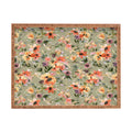 Ninola Design Botanic Retreat Floral Oleander Whimsical Teal Green Rectangular Tray