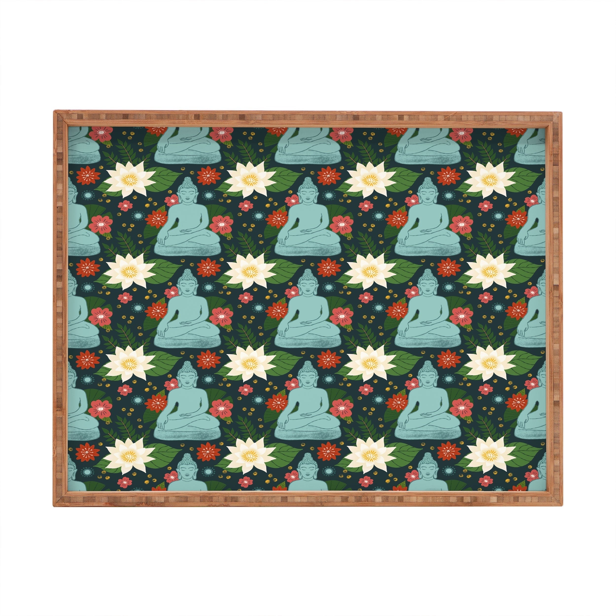 Design by Spark Meditating Lotus Buddha Rectangular Tray