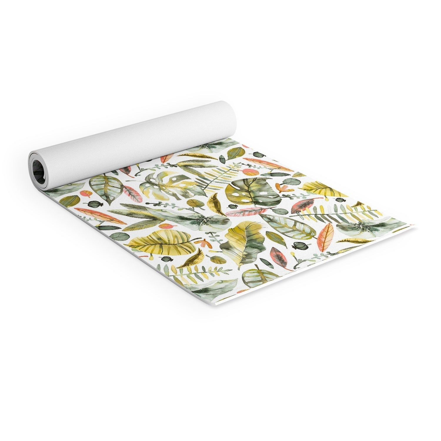 Ninola Design Botanic Retreat Tropical Jungle Leaves Botanical Green Orange Yoga Mat