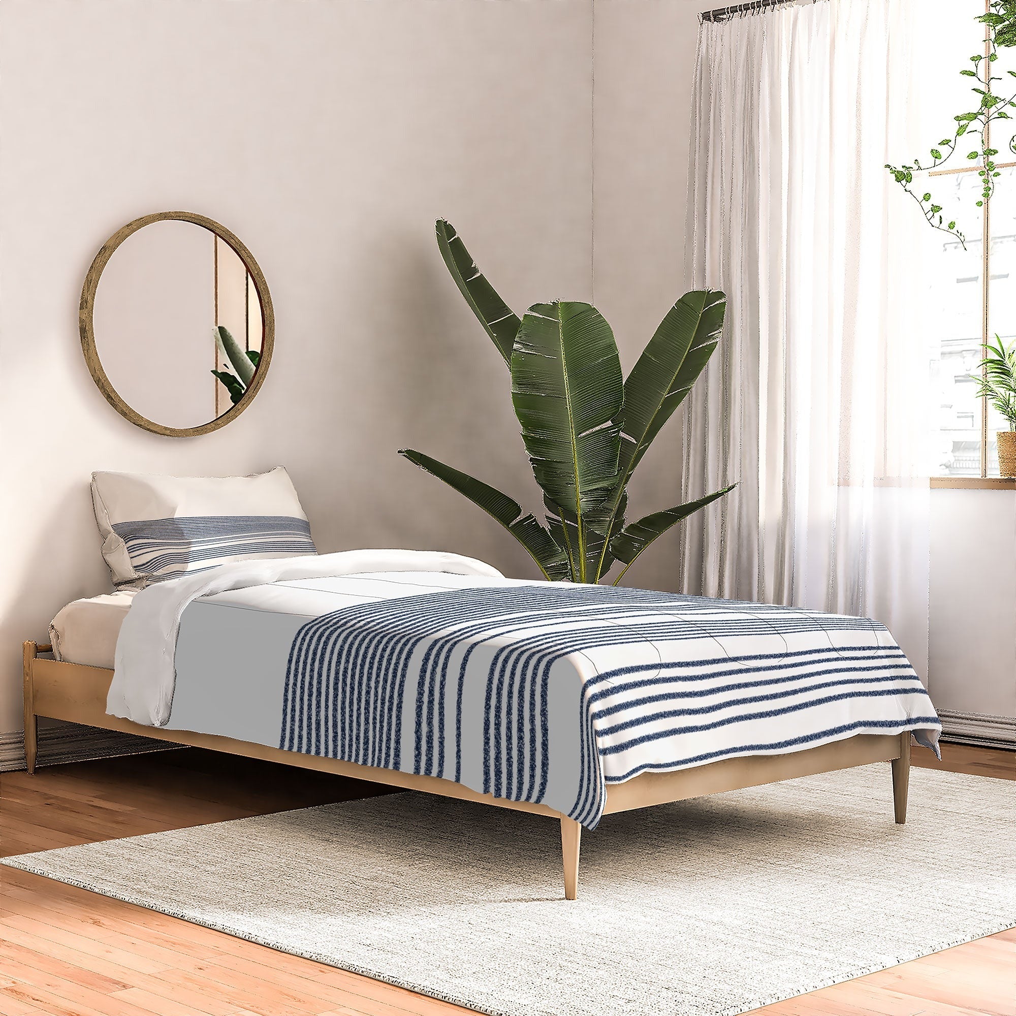 Kierkegaard Design Studio organic stripes naut navy blue and white Comforter