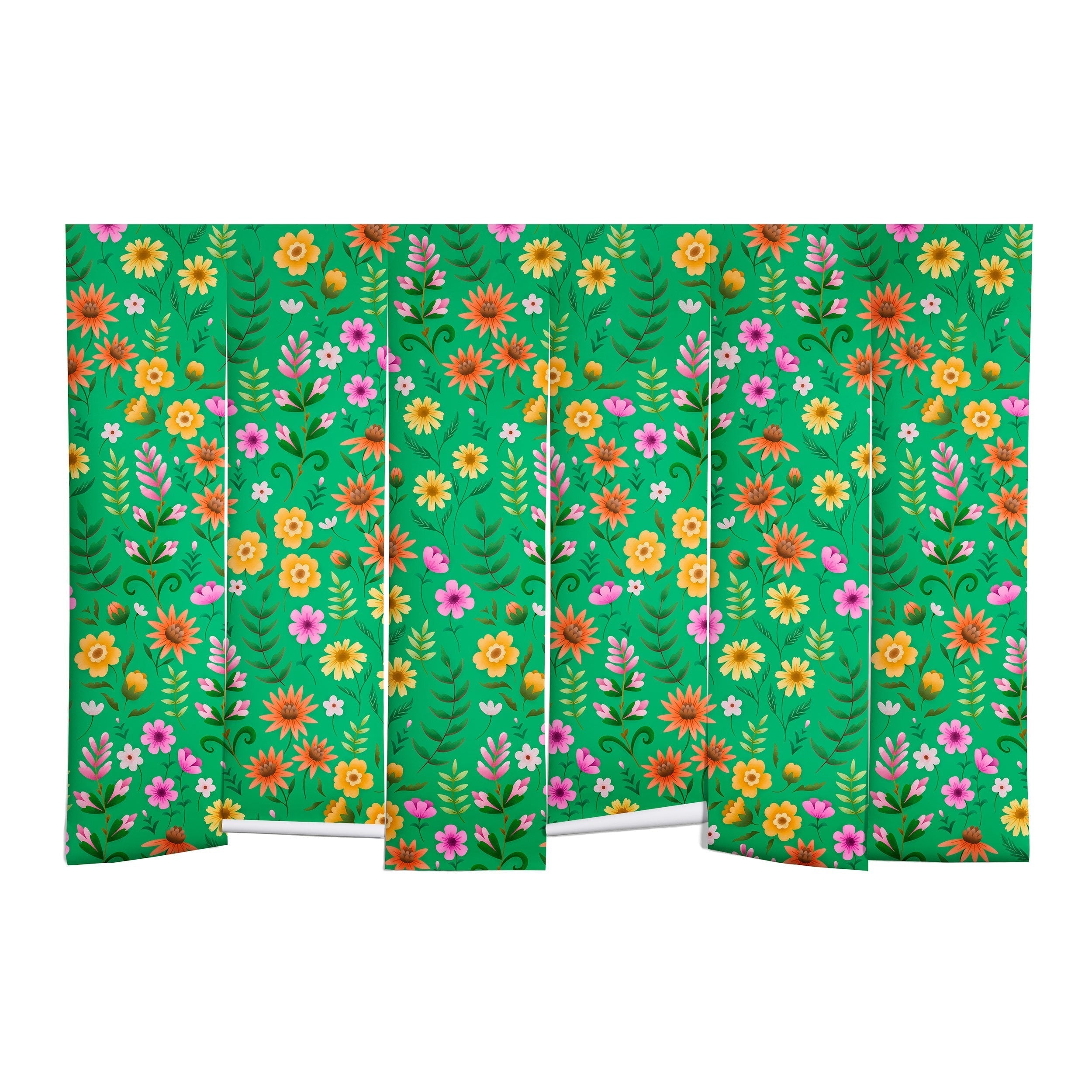 Pimlada Phuapradit Ditsy Spring Floral Green Wall Mural