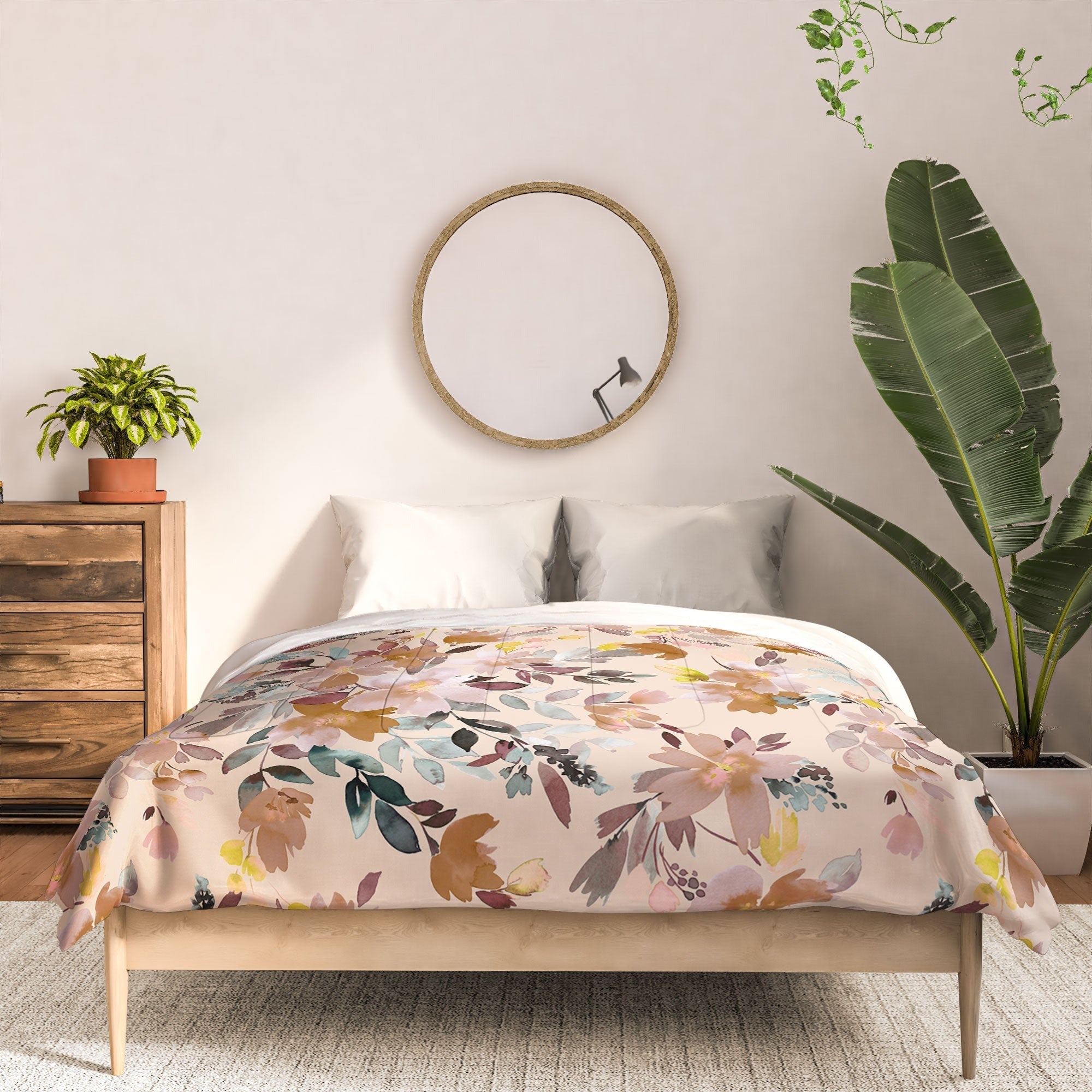 Ninola Design Botanic Retreat Floral Oleander Whimsical Soft Pink Comforter