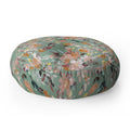 Ninola Design Botanic Retreat Floral Oleander Whimsical Teal Green Floor Pillow Round