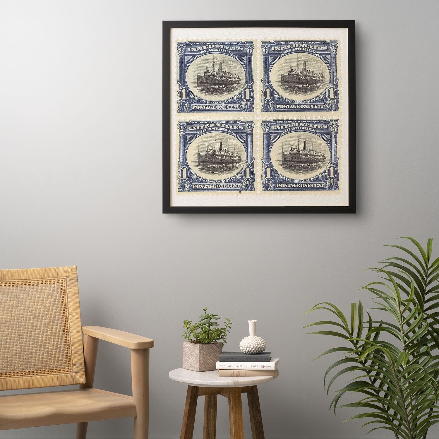 DENY Designs 1901 1c Fast Lake Navigation Stamps Framed Wall Art