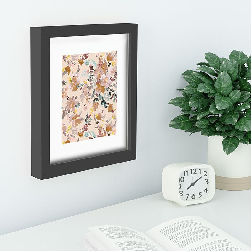Ninola Design Botanic Retreat Floral Oleander Whimsical Soft Pink Recessed Framing Rectangle