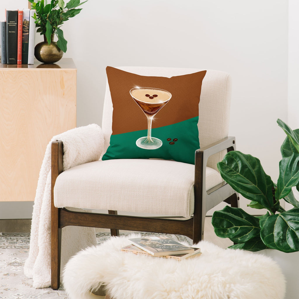 Design by Spark Expresso Martini Coffee Beans Throw Pillow