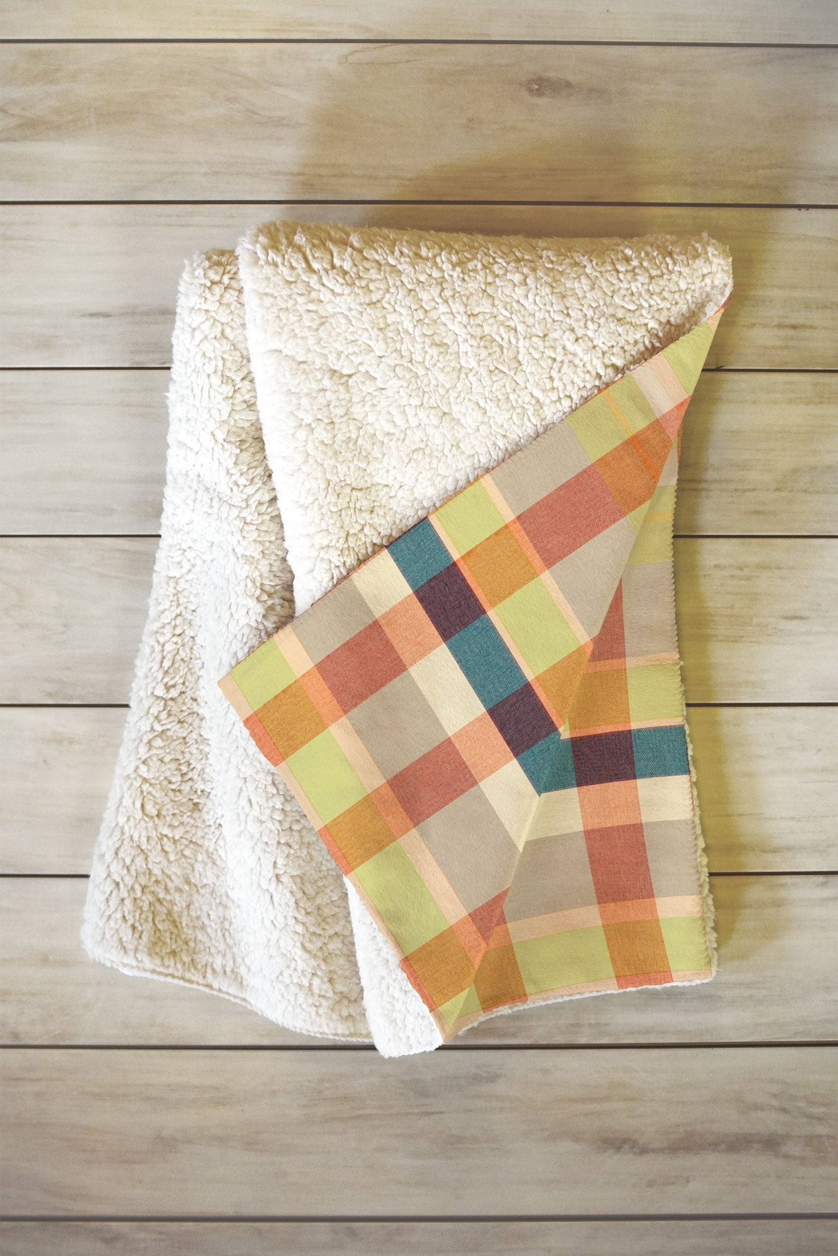 Marta Barragan Camarasa Retro Picnic Plaid Warm Tones Fleece Throw Blanket