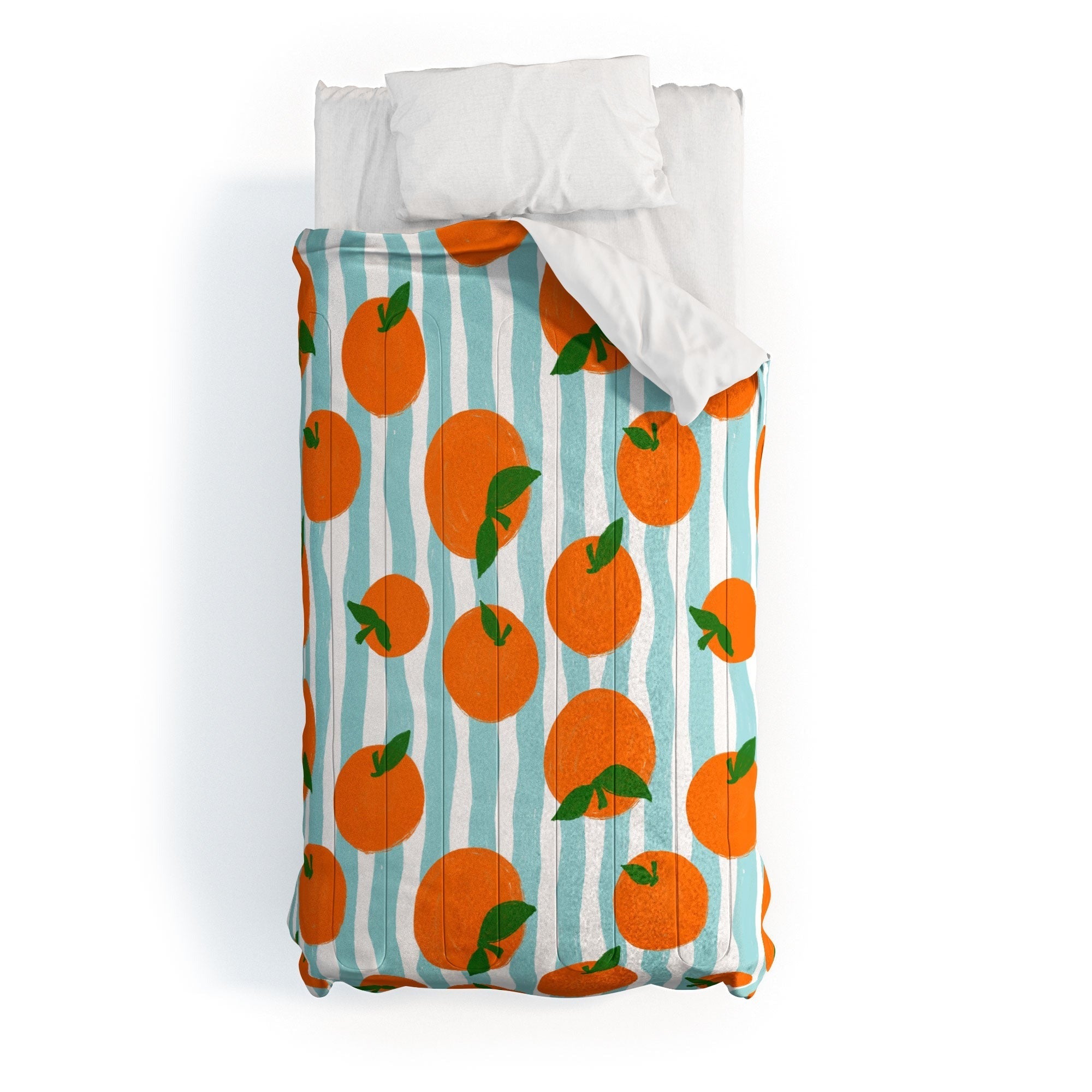 Design by Spark Zesty Oranges and Stripes Comforter