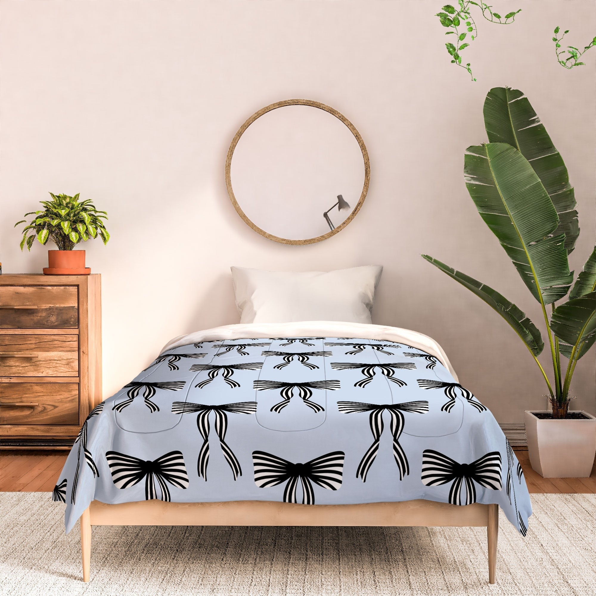 Design by Spark Black Striped Bows Comforter